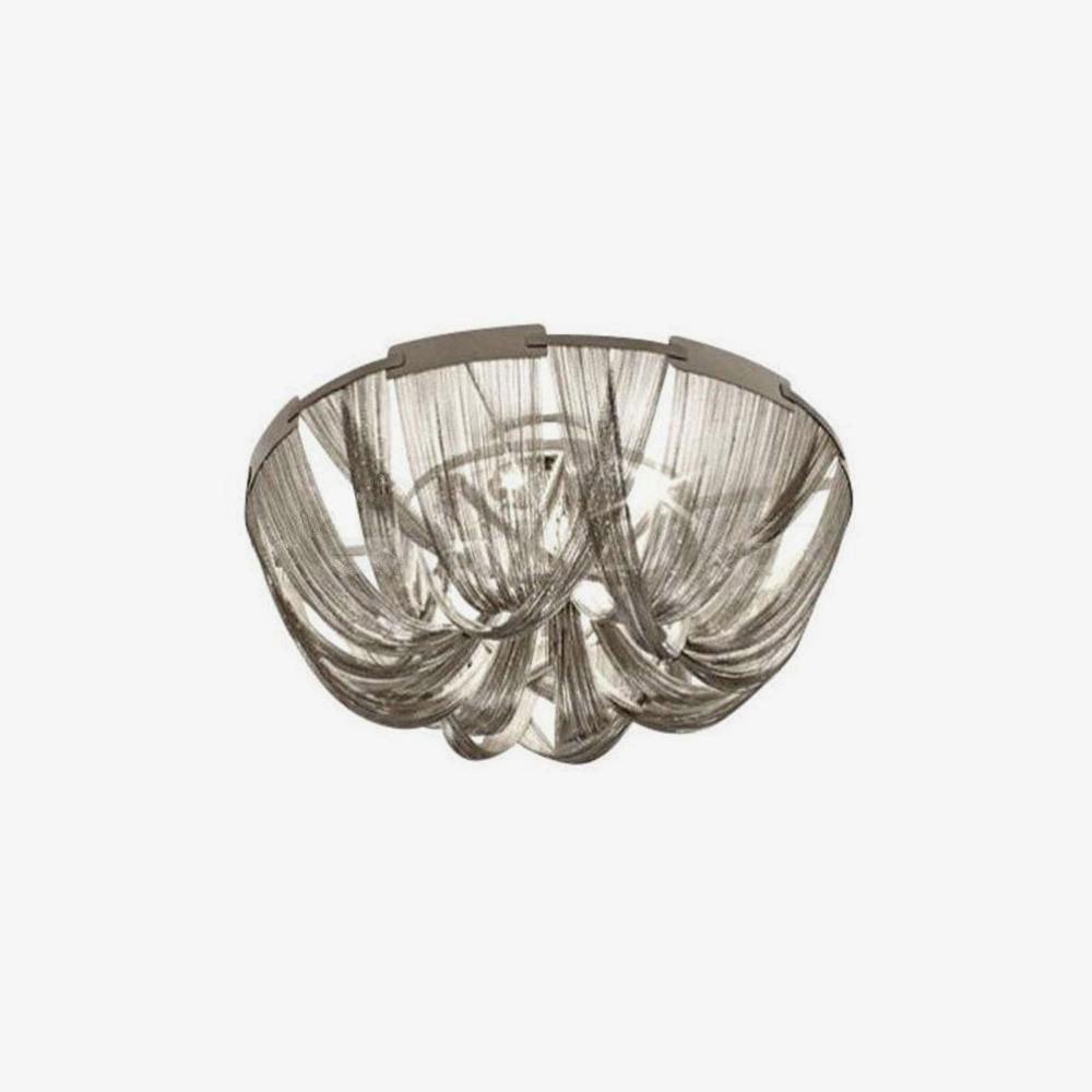 Talj plafondlamp met ketting van aluminium en tassel in nikkel