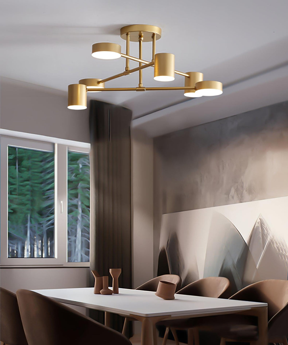 Sputnik plafondlamp goudkleurige afwerking