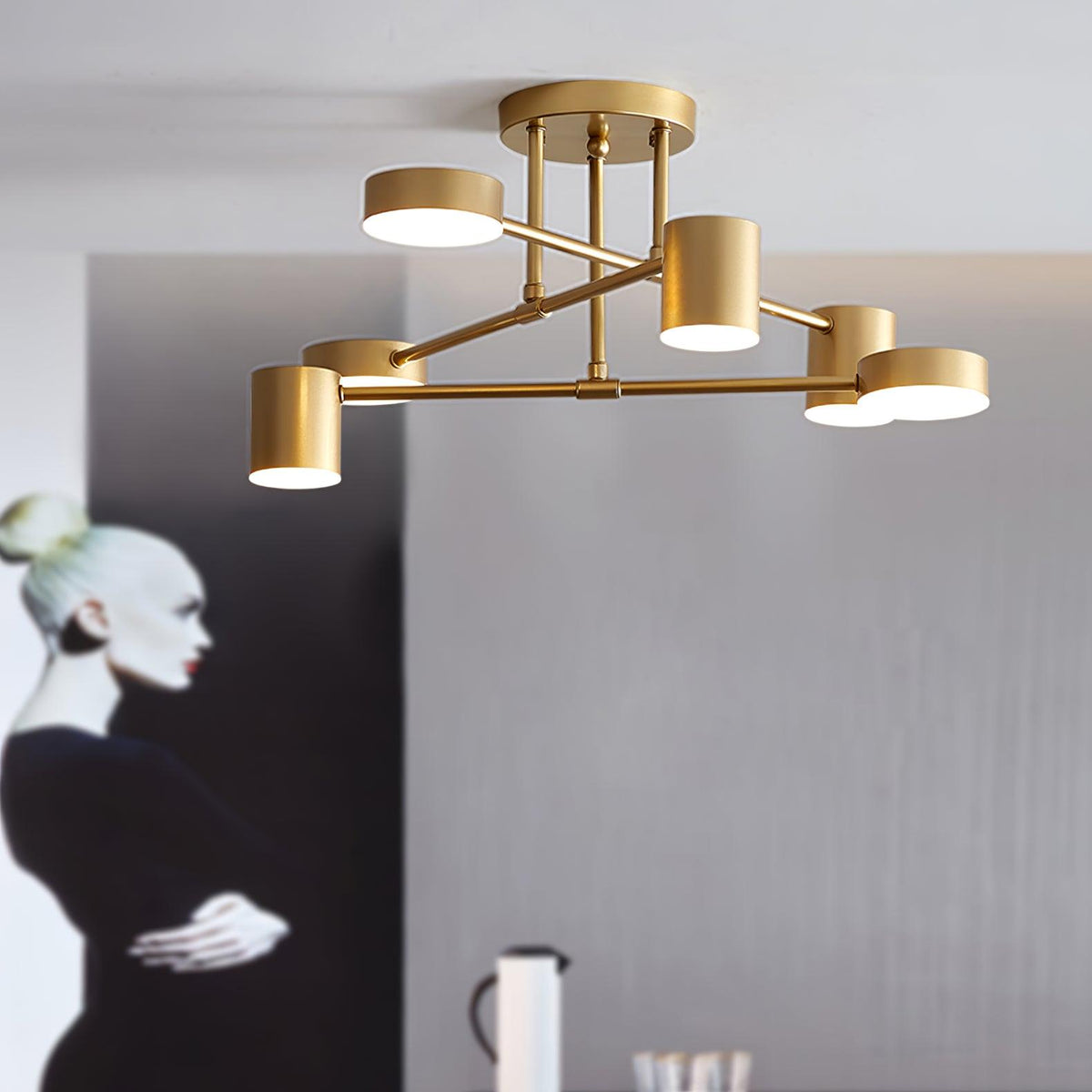 Sputnik plafondlamp goudkleurige afwerking