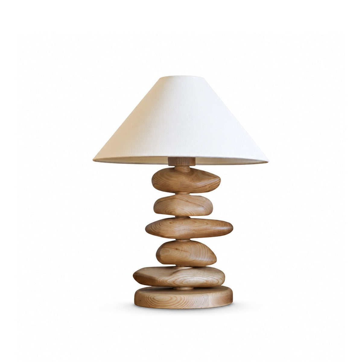 Stacked kiezelvormige hout tafellamp