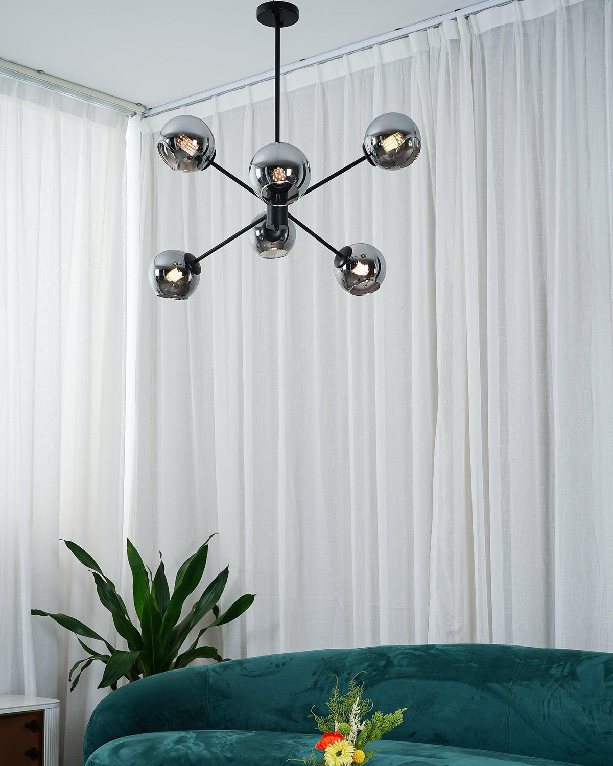 Aristin kroonluchter met gestaggerd glas 6-verlichting