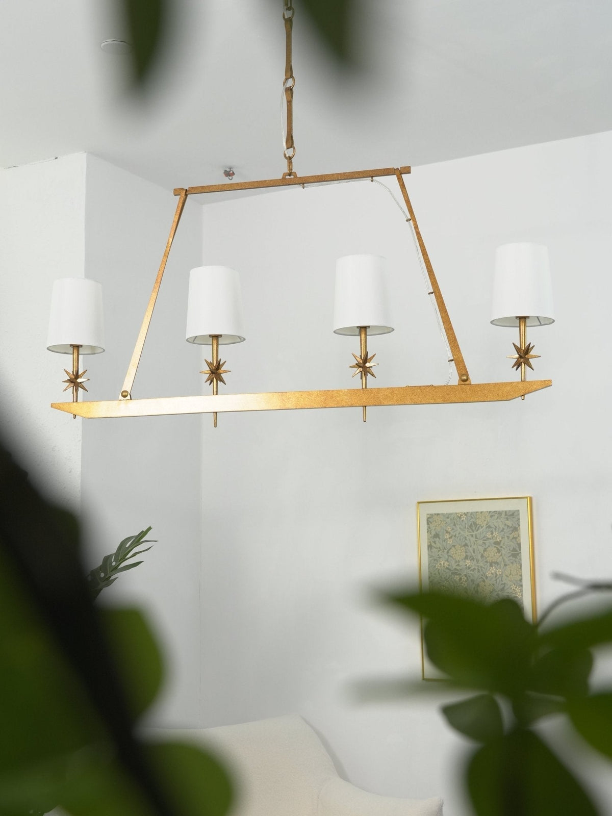 Lynve elegante kroonluchter met messing frame en steraccenten