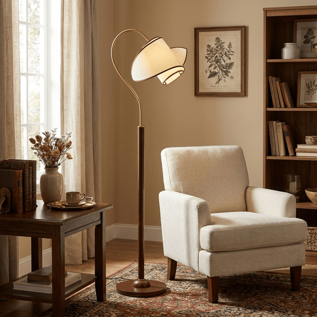 Corvienne gebogen nek vloerlamp