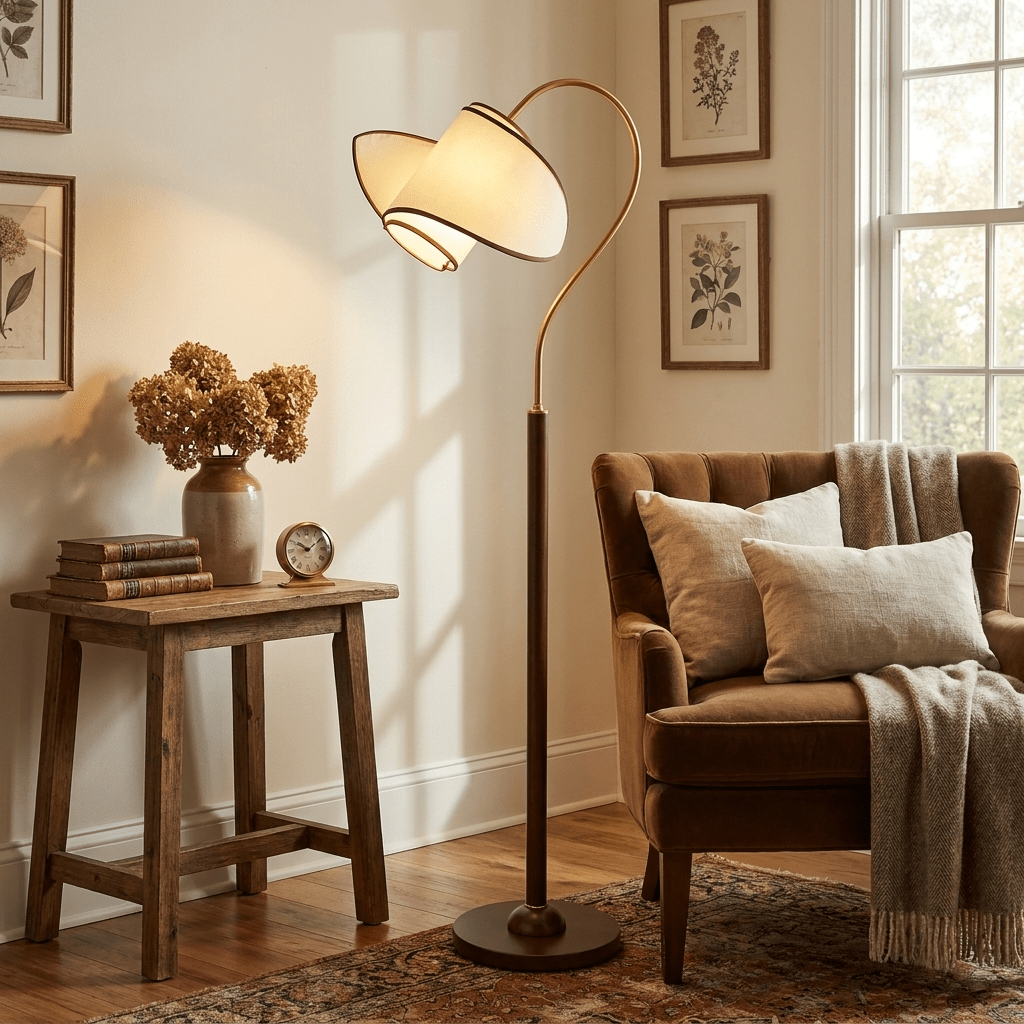 Corvienne gebogen nek vloerlamp