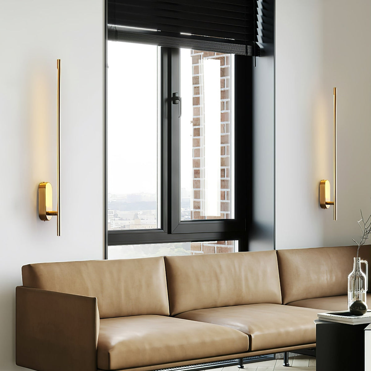 Marissa staafvormige messing wandlamp