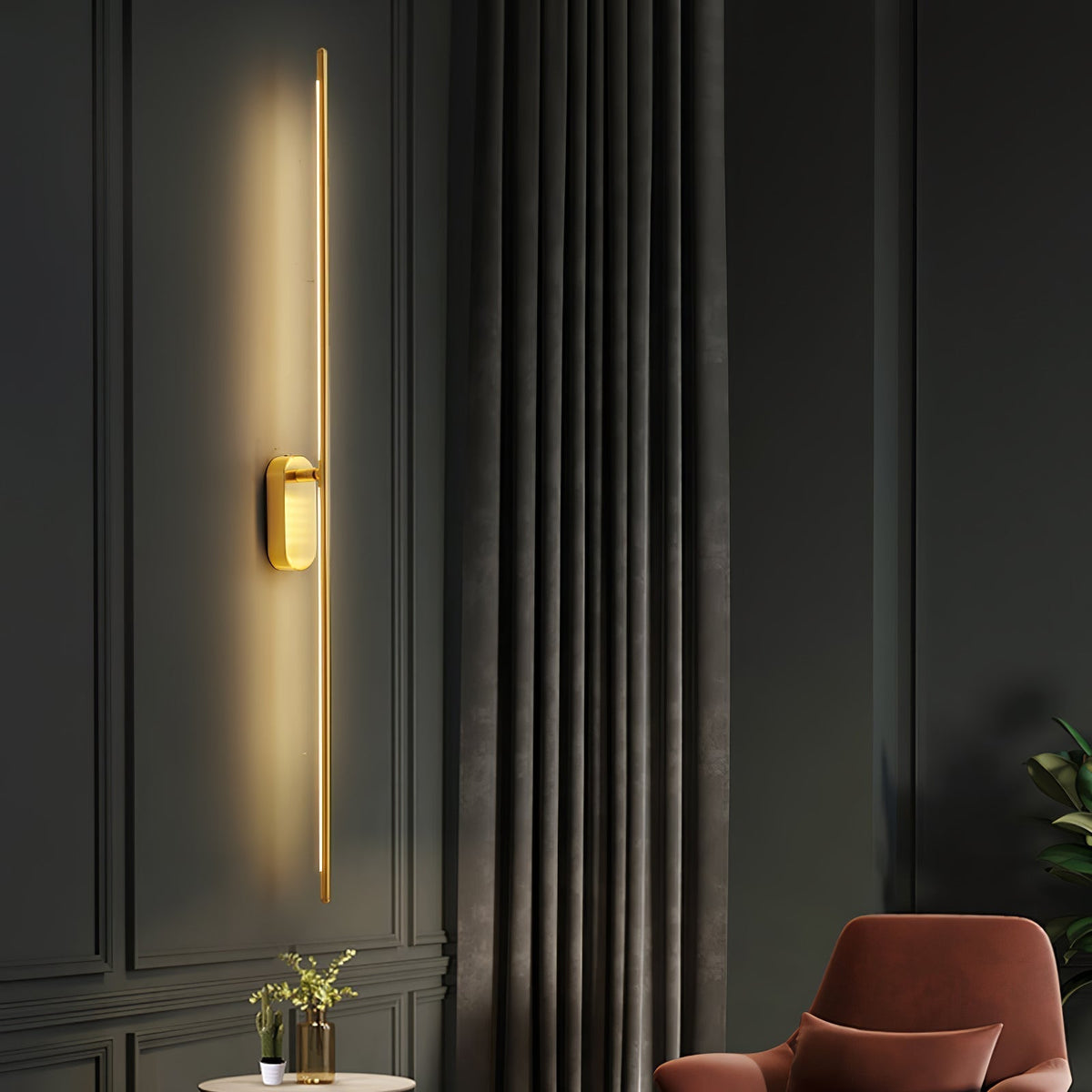 Marissa staafvormige messing wandlamp