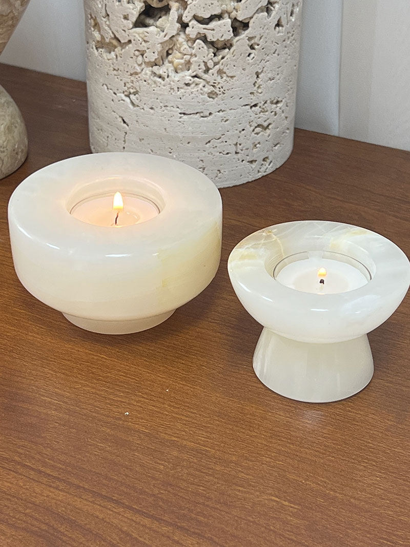 Nerinise Stone Halo Kaarsenhouder Set