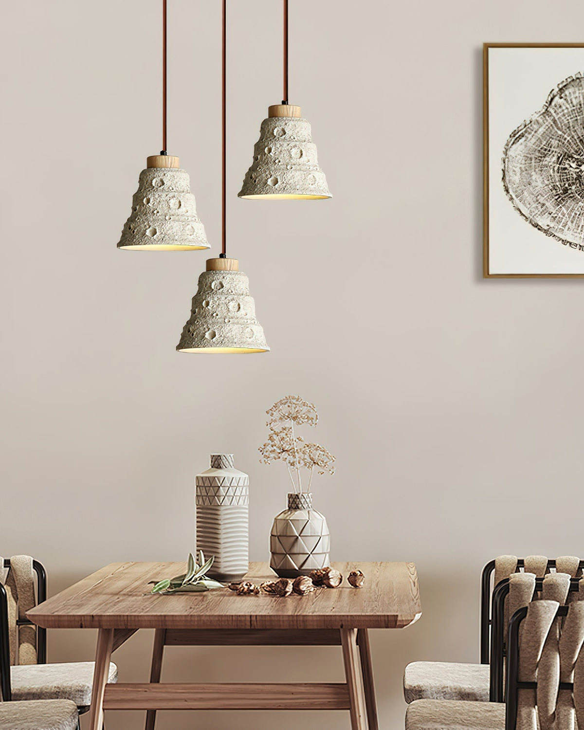 Ilphaeth Noordse kunst hanglamp van steen en hout