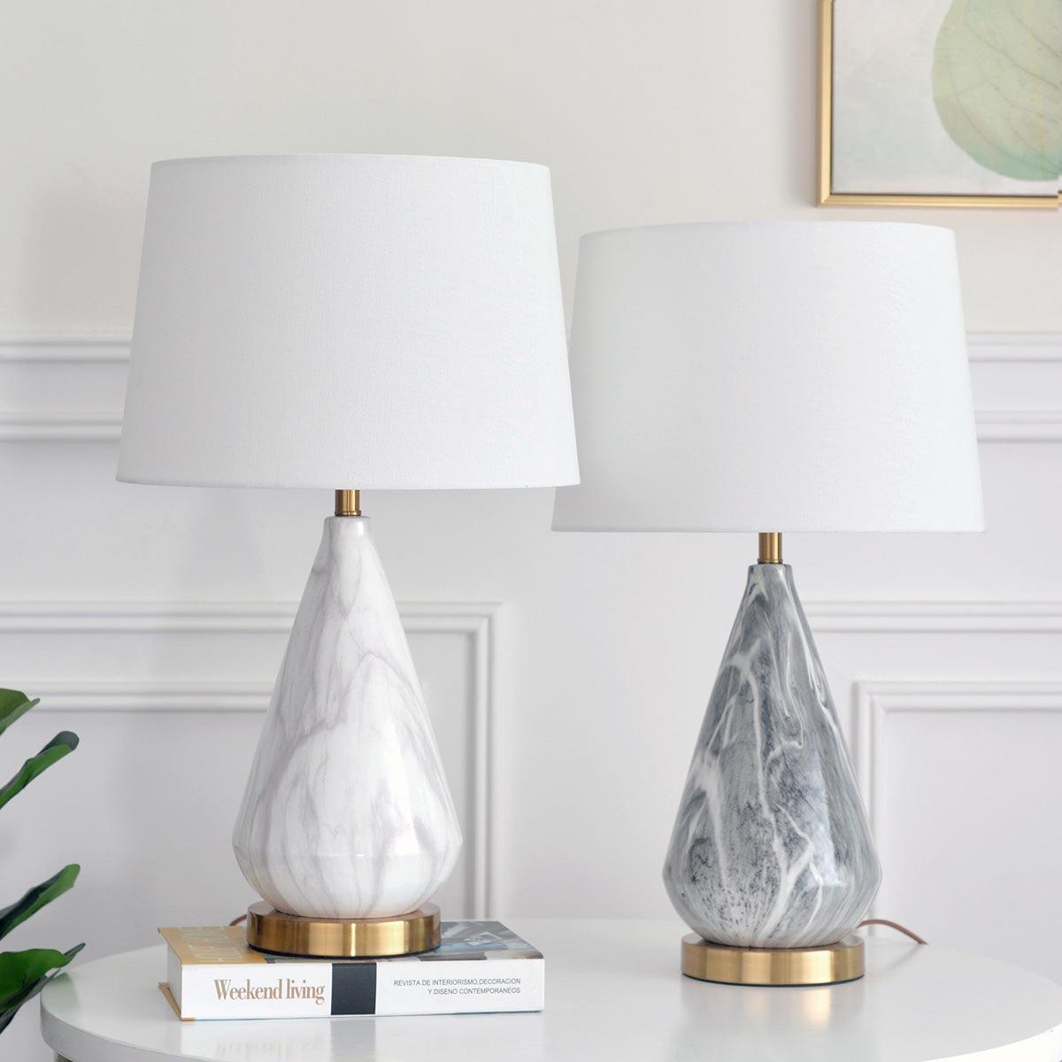Elysian tafellamp in wit en zwart marmer
