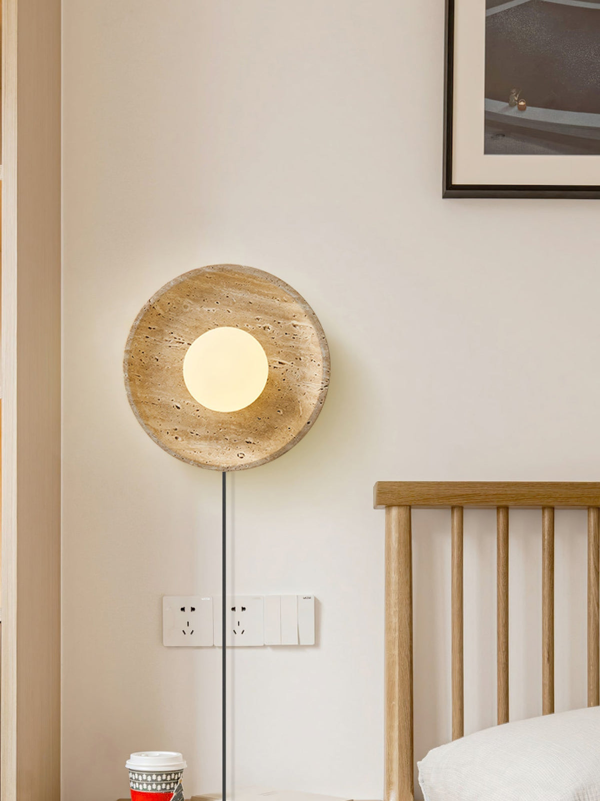 Hylso Ringkap travertin wandlamp