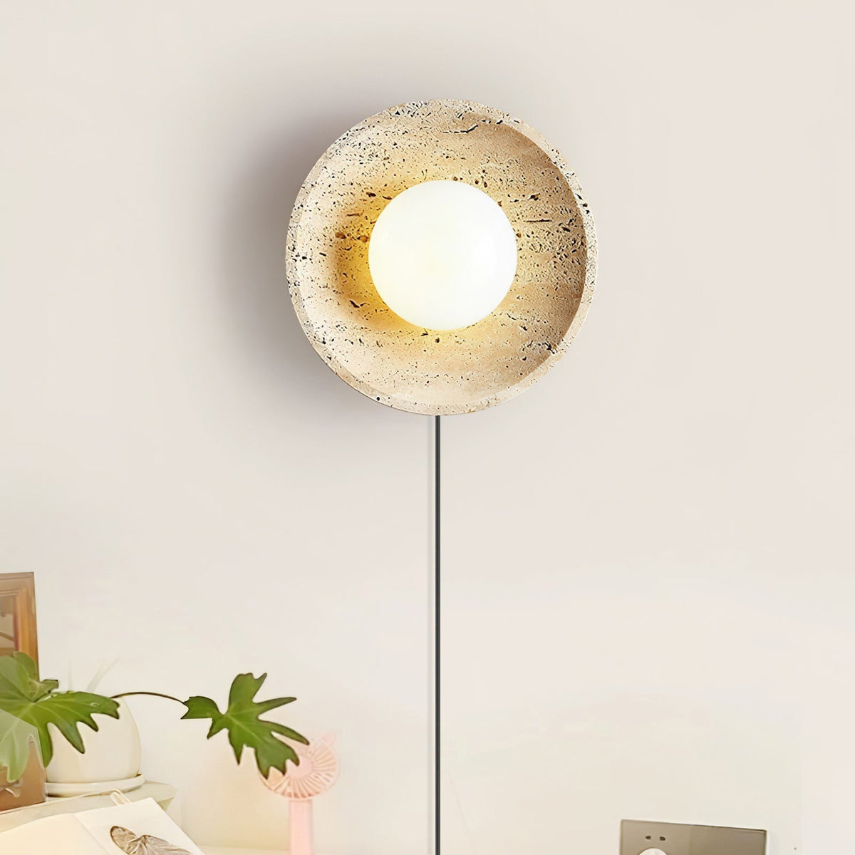 Hylso Ringkap travertin wandlamp