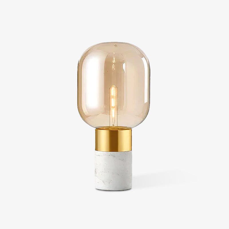 Aurdoren Minimalistische tafellamp met marmeren basis en cognac glas