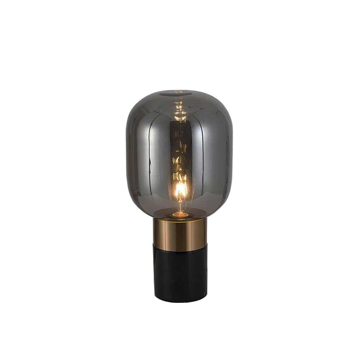 Aurdoren Minimalistische tafellamp met marmeren basis en cognac glas