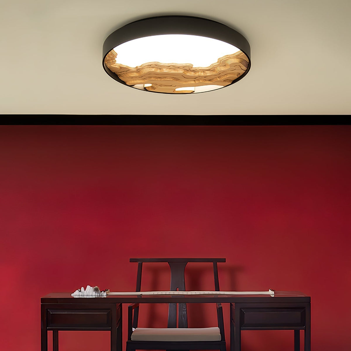 Rinaraine plafondlamp hout oosters natuurlijk