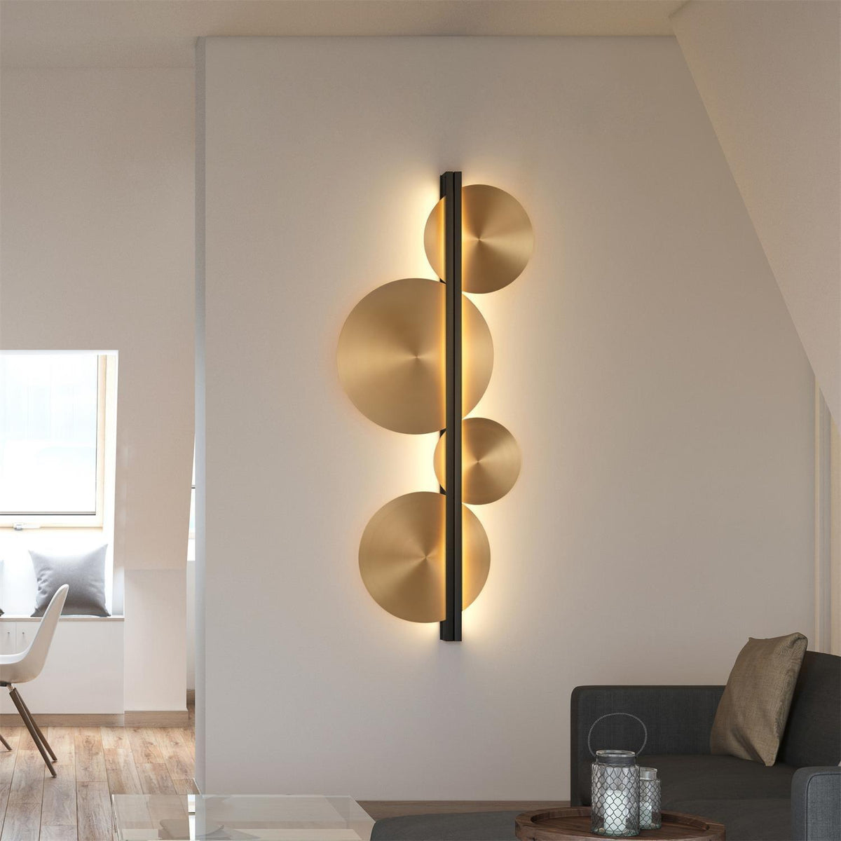 Oriivise wandlamp Goud Cirkelvormige Sculpturale