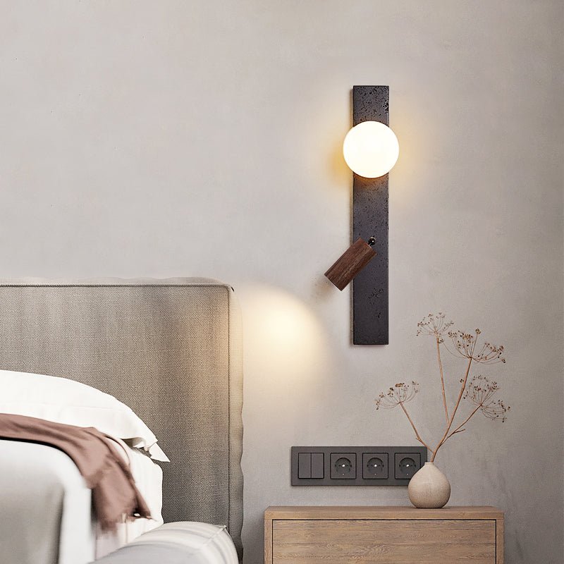 Nirv Balk Zwart Travertin modern Wandlamp