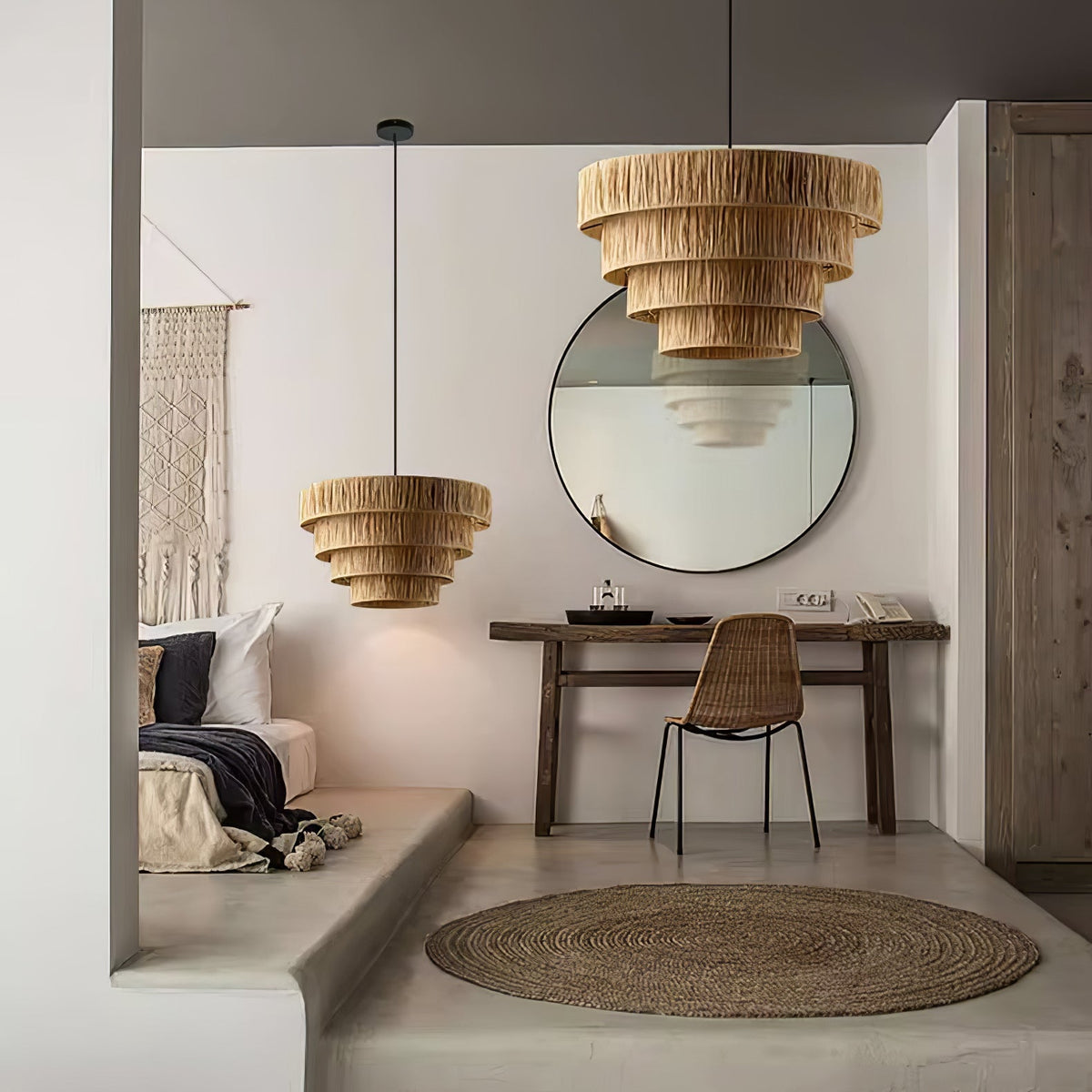 Thyra hanglamp van riet in traditionele retro-stijl
