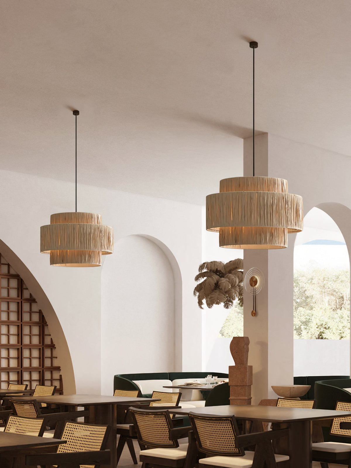 Thyra hanglamp van riet in traditionele retro-stijl