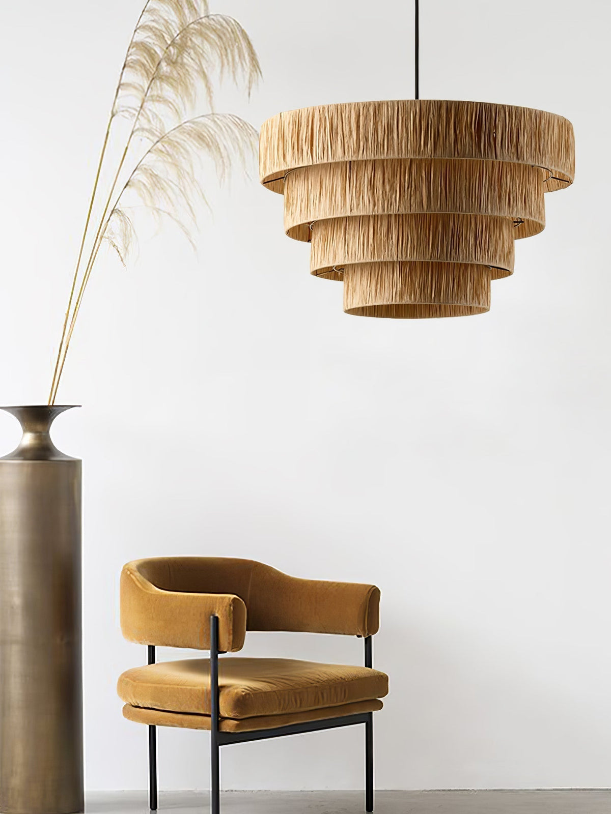 Thyra hanglamp van riet in traditionele retro-stijl