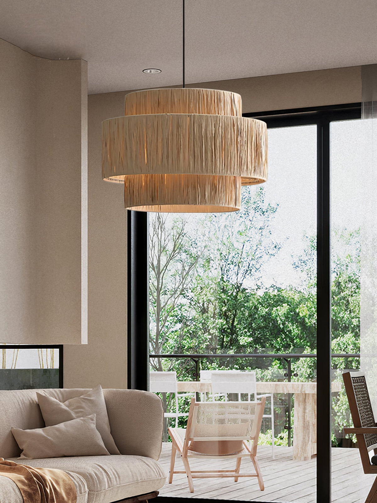 Thyra hanglamp van riet in traditionele retro-stijl