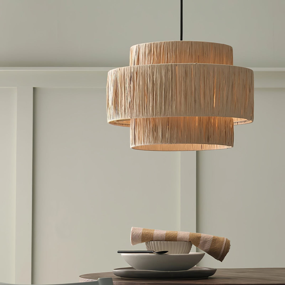 Thyra hanglamp van riet in traditionele retro-stijl