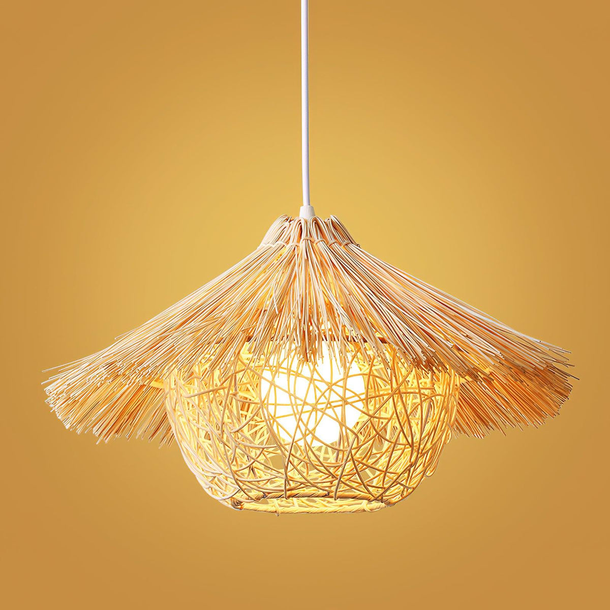 Sunell Strooienhoed Rotan hanglamp