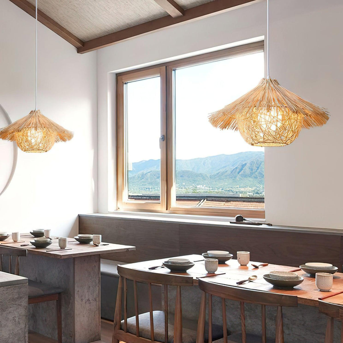 Sunell Strooienhoed Rotan hanglamp