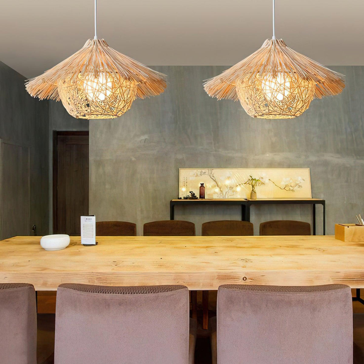 Sunell Strooienhoed Rotan hanglamp