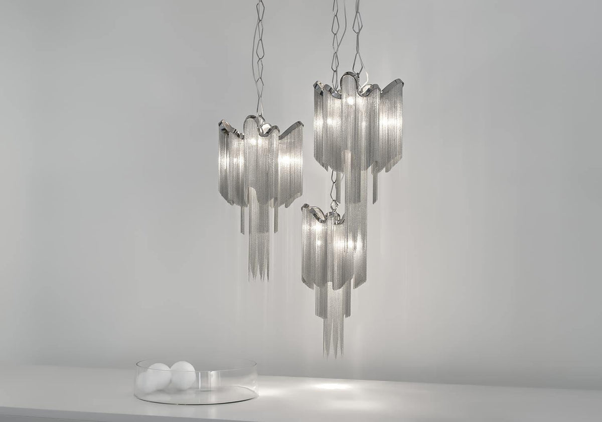 Lustra hanglamp Stream ketting nikkel