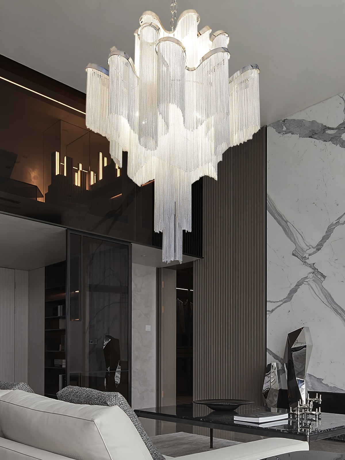Lustra hanglamp Stream ketting nikkel