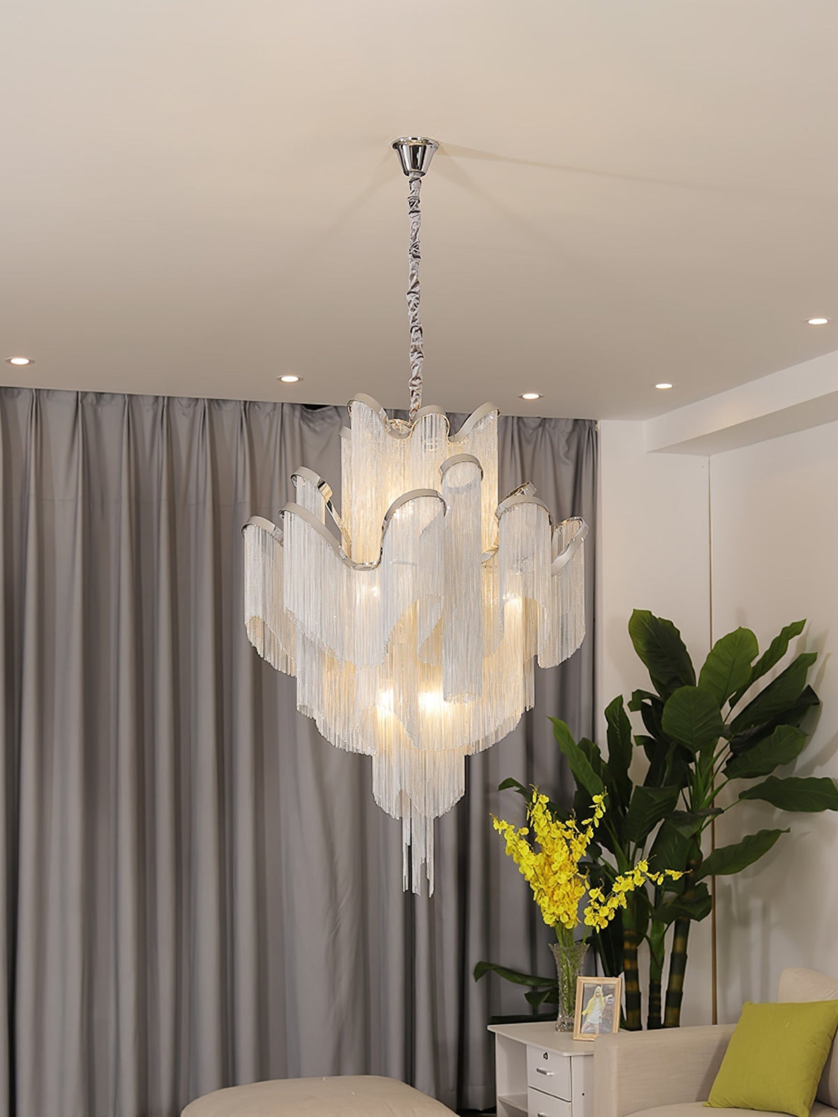 Lustra hanglamp Stream ketting nikkel