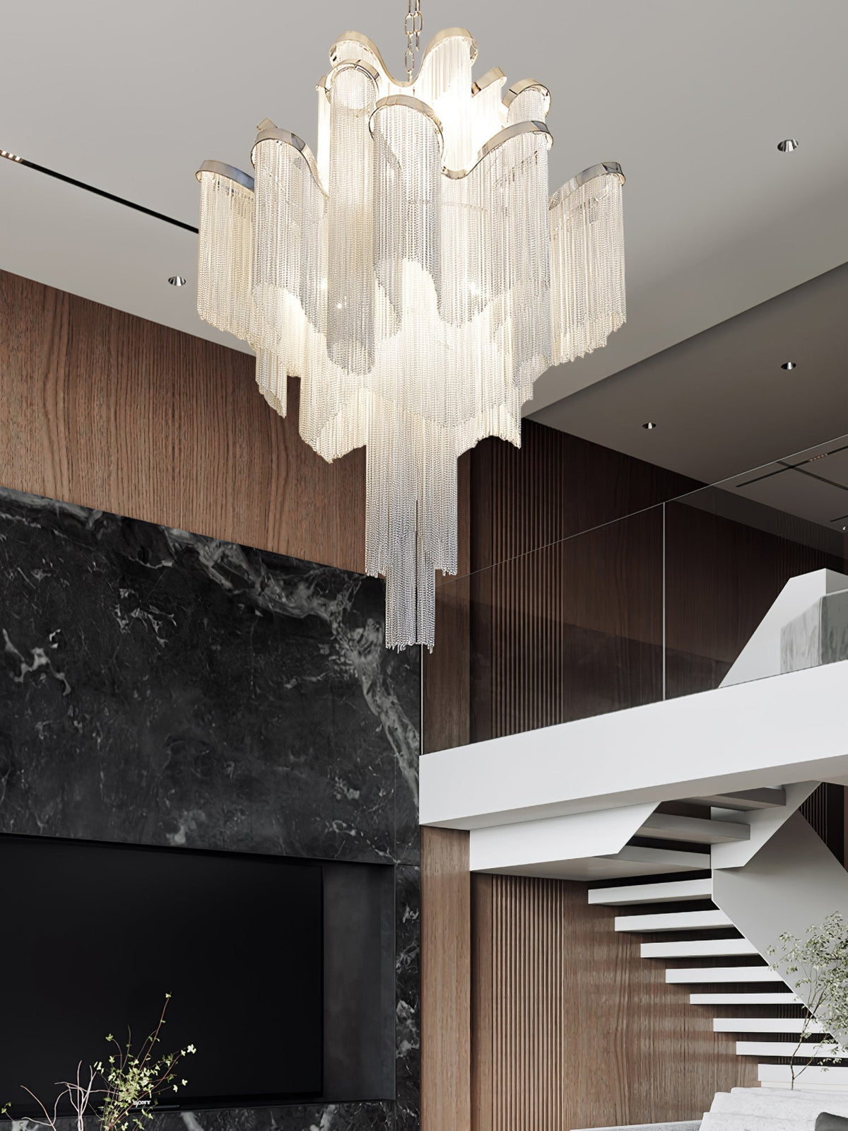 Lustra hanglamp Stream ketting nikkel