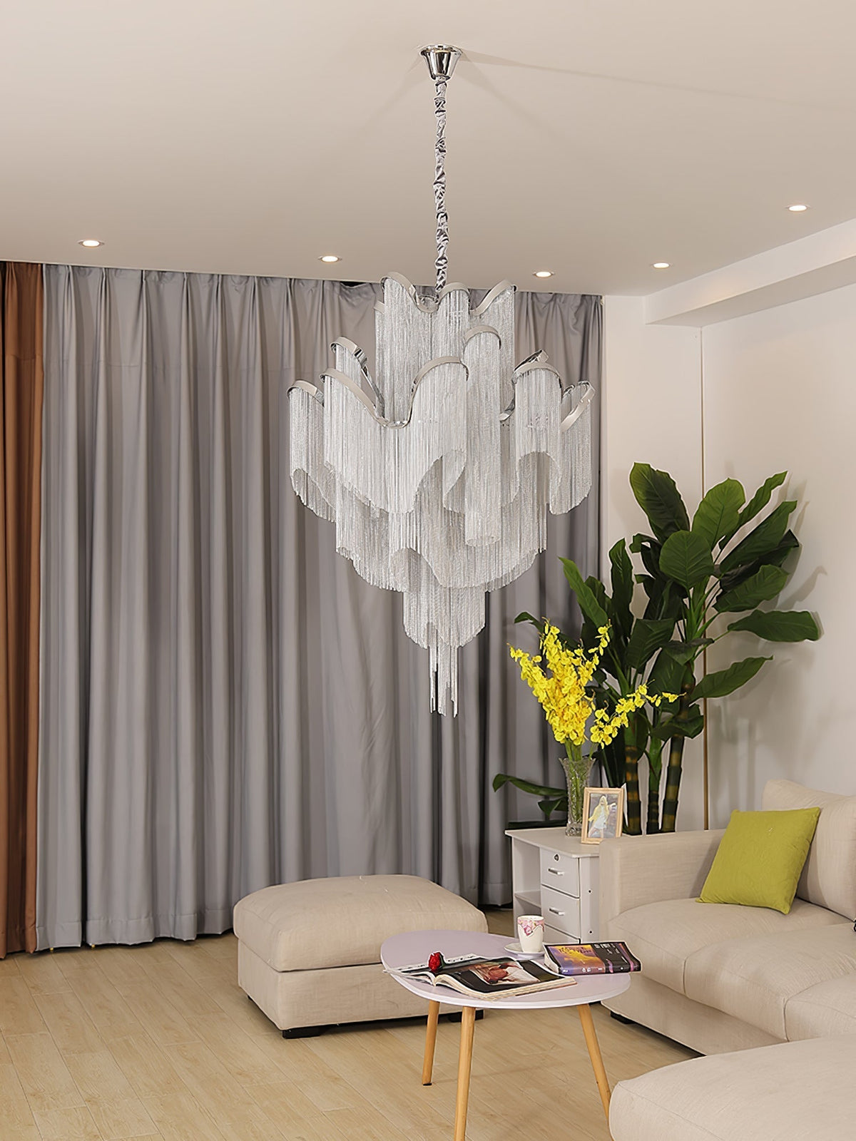 Lustra hanglamp Stream ketting nikkel