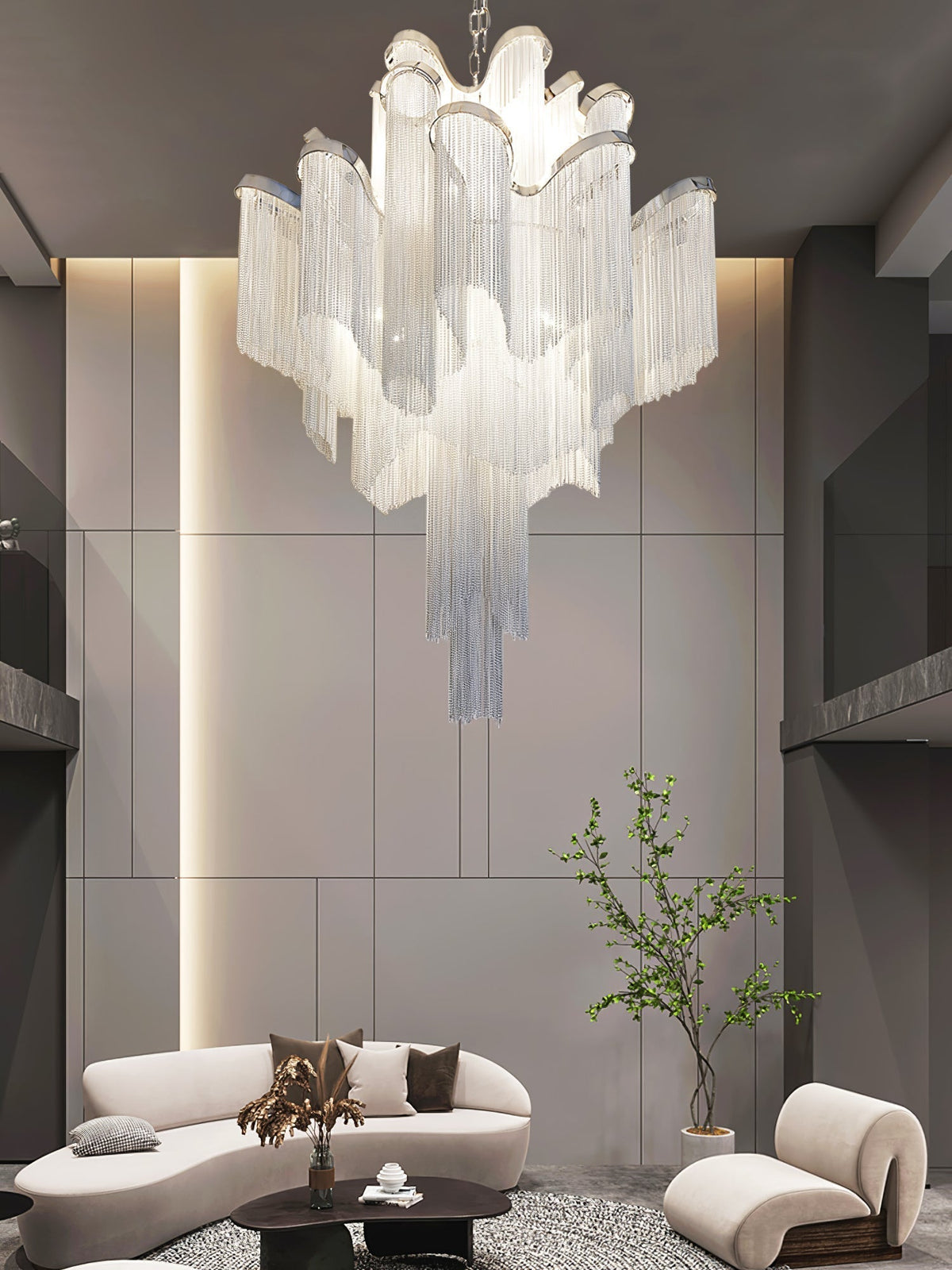 Lustra hanglamp Stream ketting nikkel