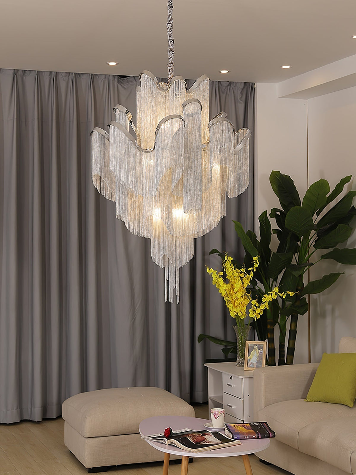 Lustra hanglamp Stream ketting nikkel