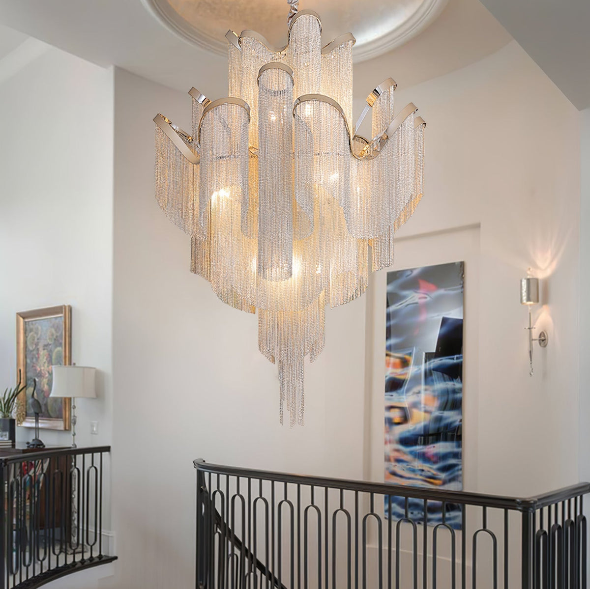 Lustra hanglamp Stream ketting nikkel