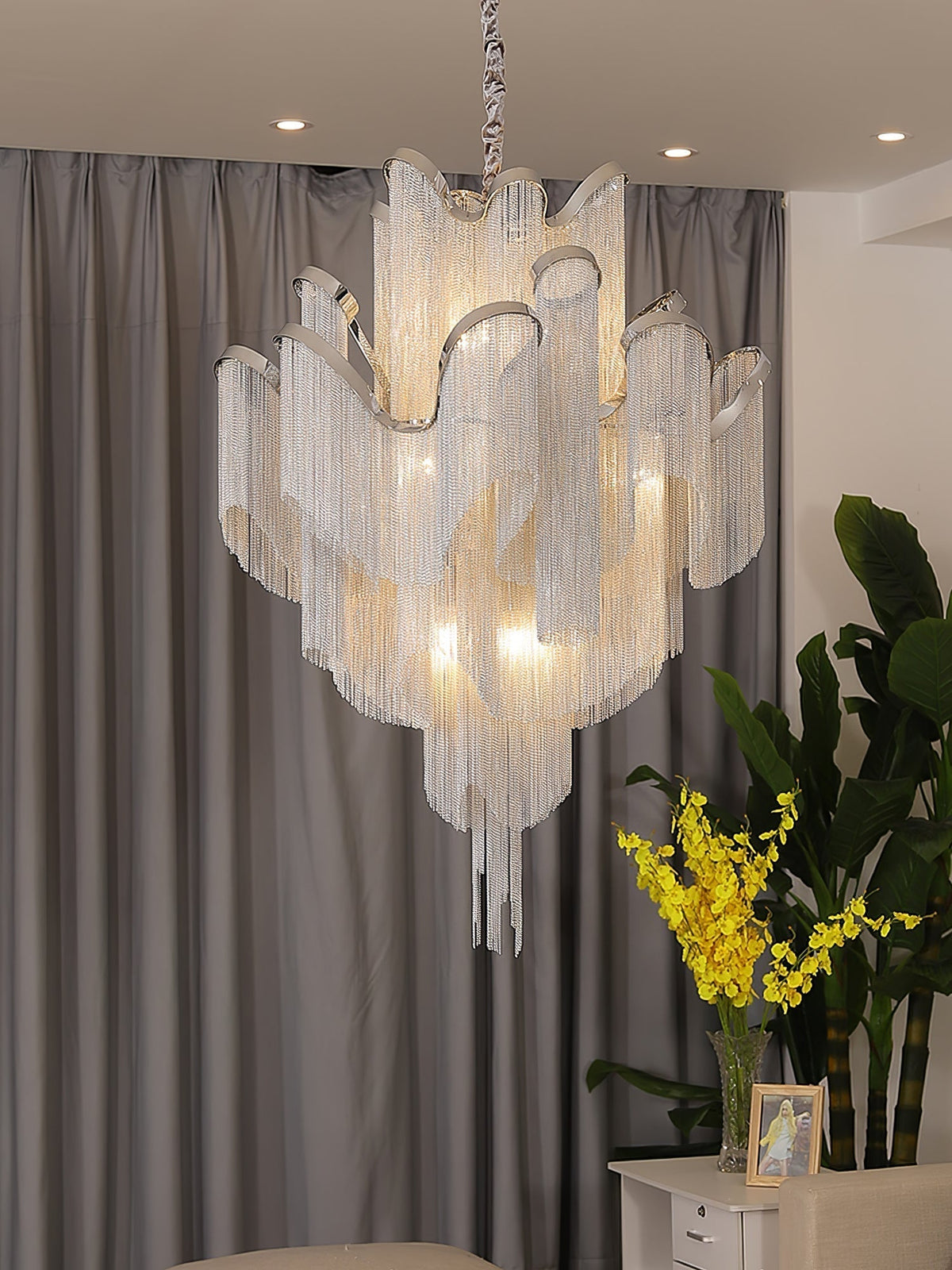 Lustra hanglamp Stream ketting nikkel