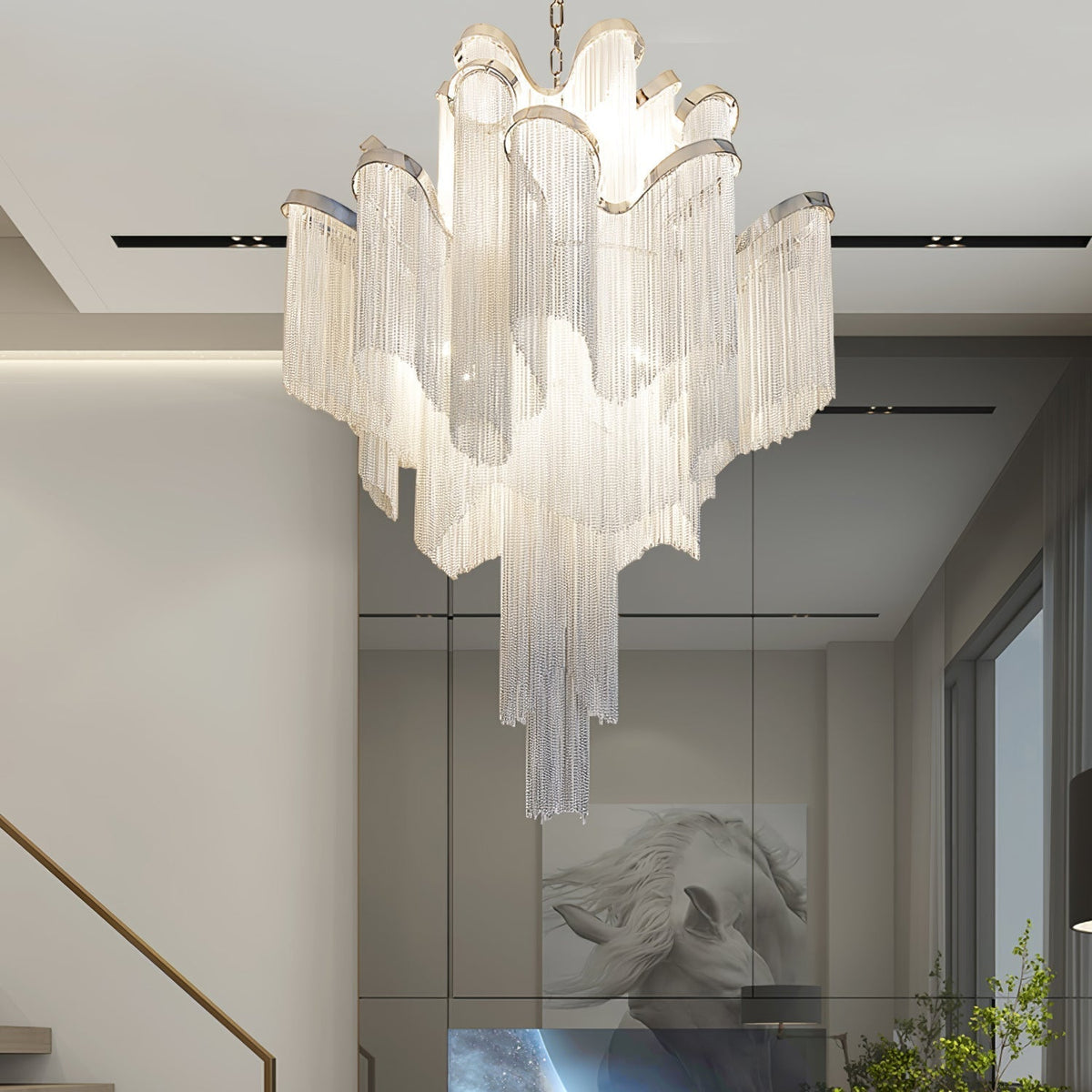Lustra hanglamp Stream ketting nikkel