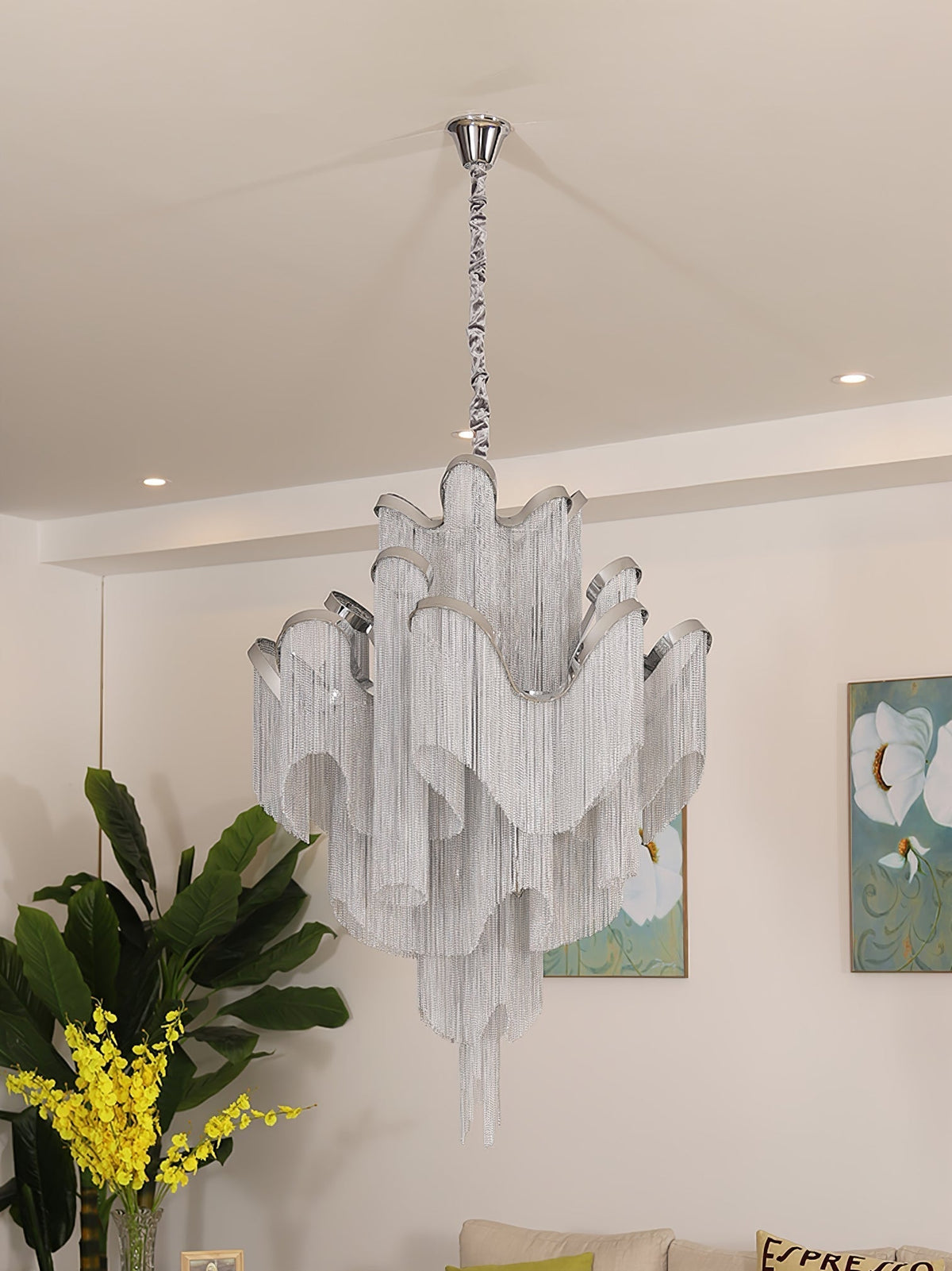 Lustra hanglamp Stream ketting nikkel