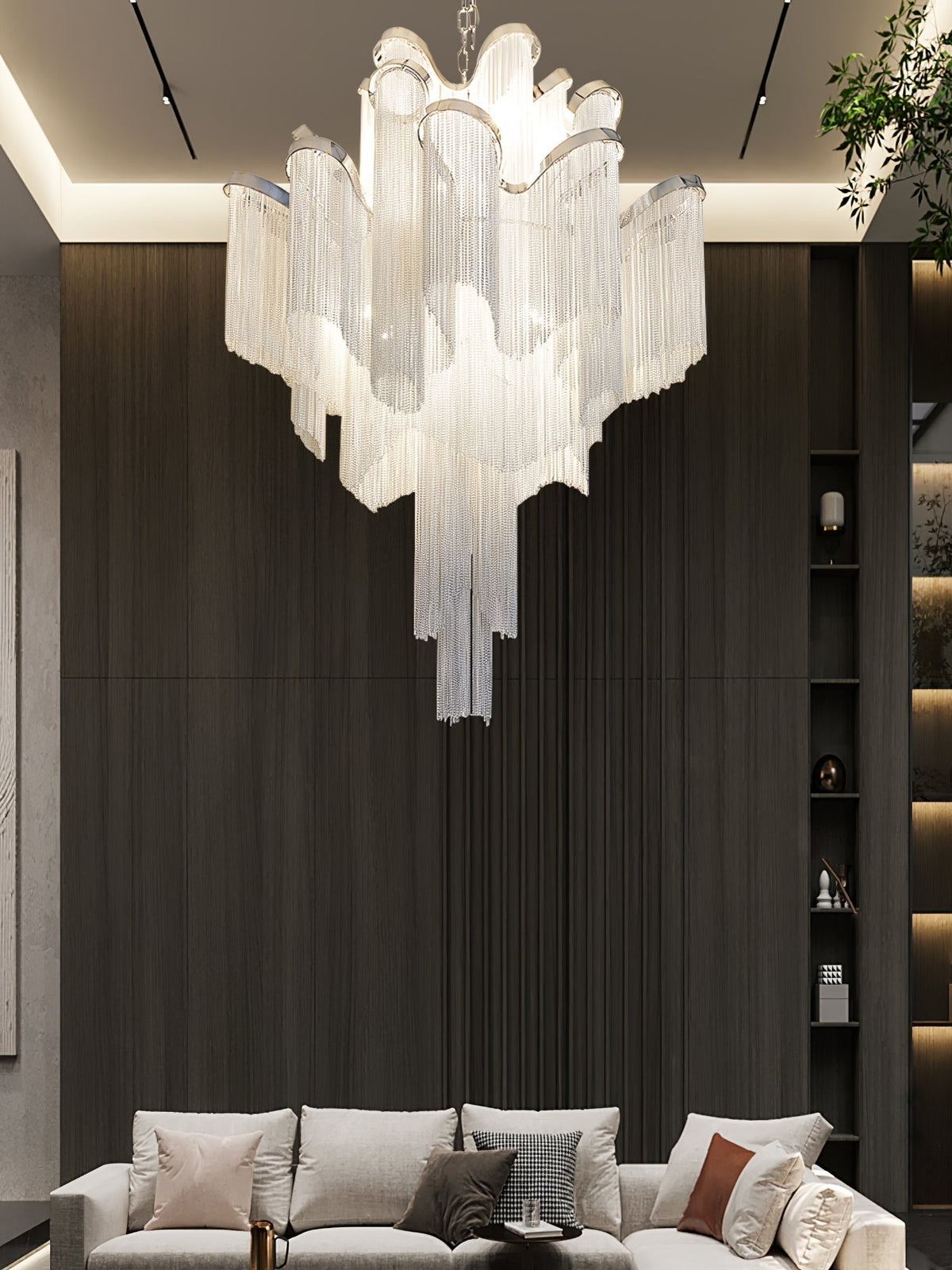 Lustra hanglamp Stream ketting nikkel