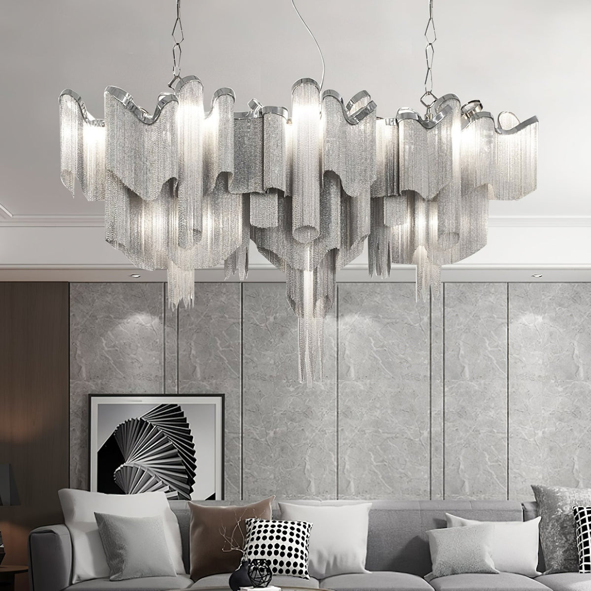 Lustra hanglamp Stream ketting nikkel