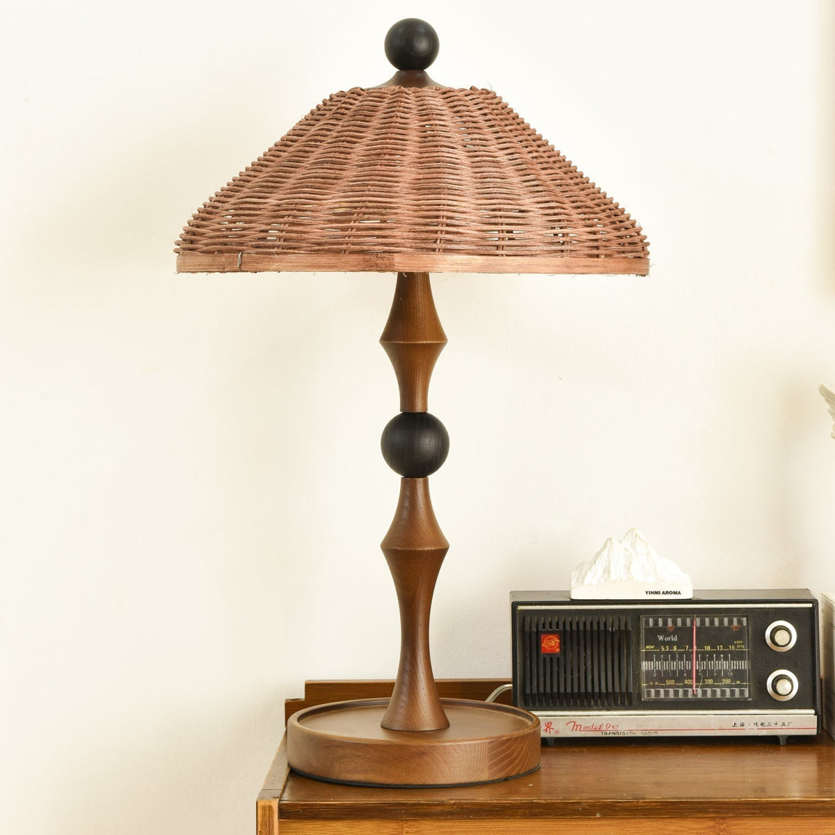 Miran Houten Rotan Vintage tafellamp