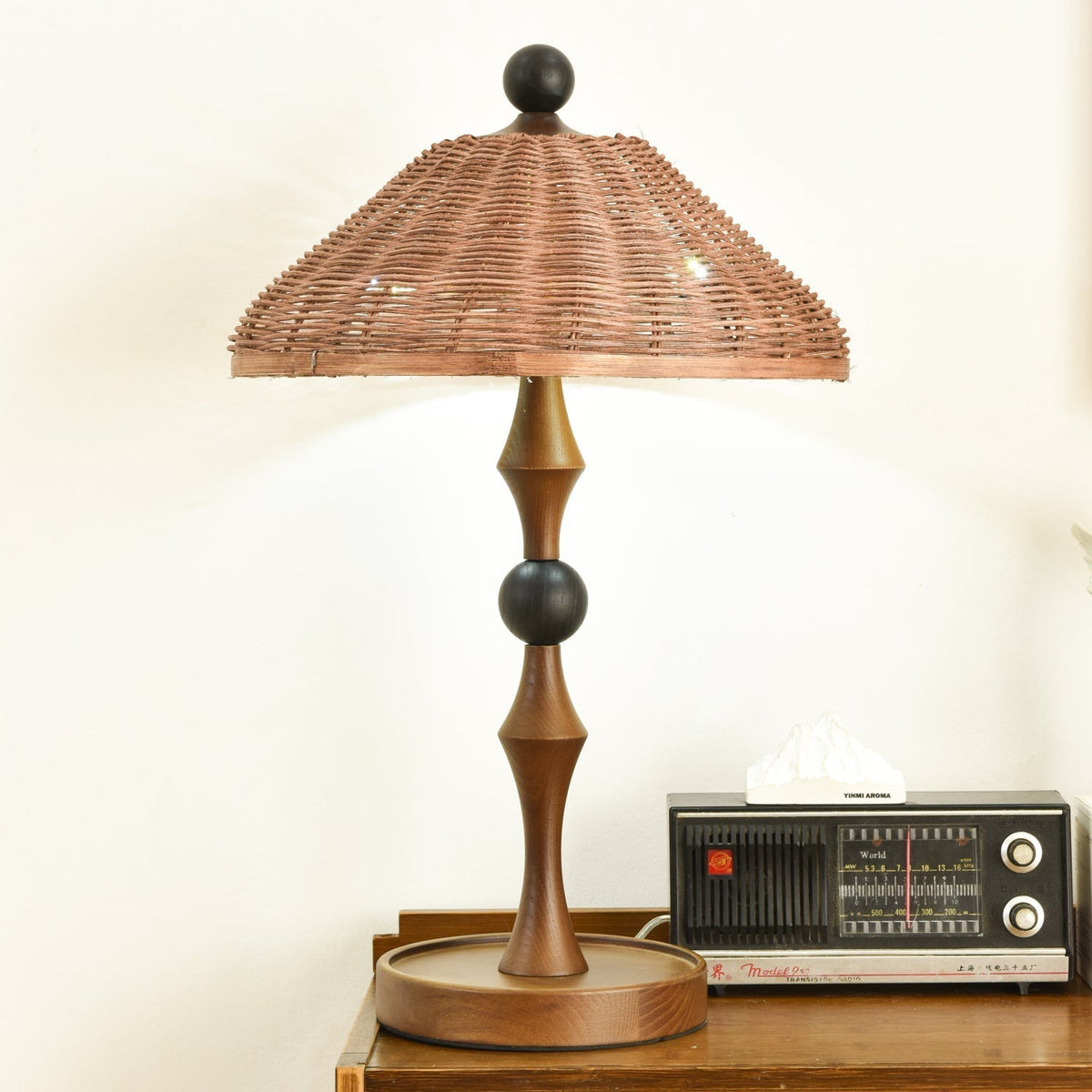 Miran Houten Rotan Vintage tafellamp