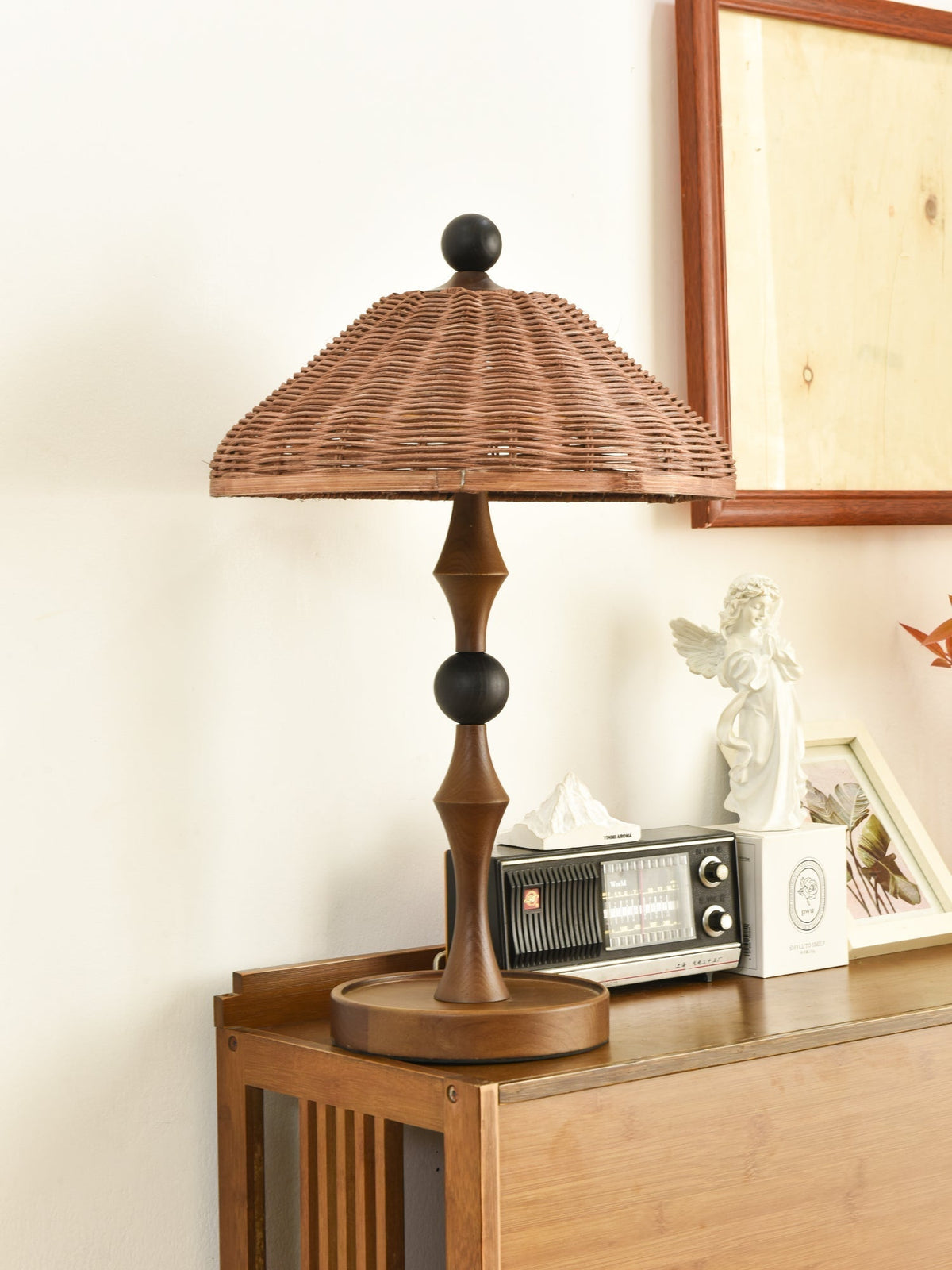 Miran Houten Rotan Vintage tafellamp