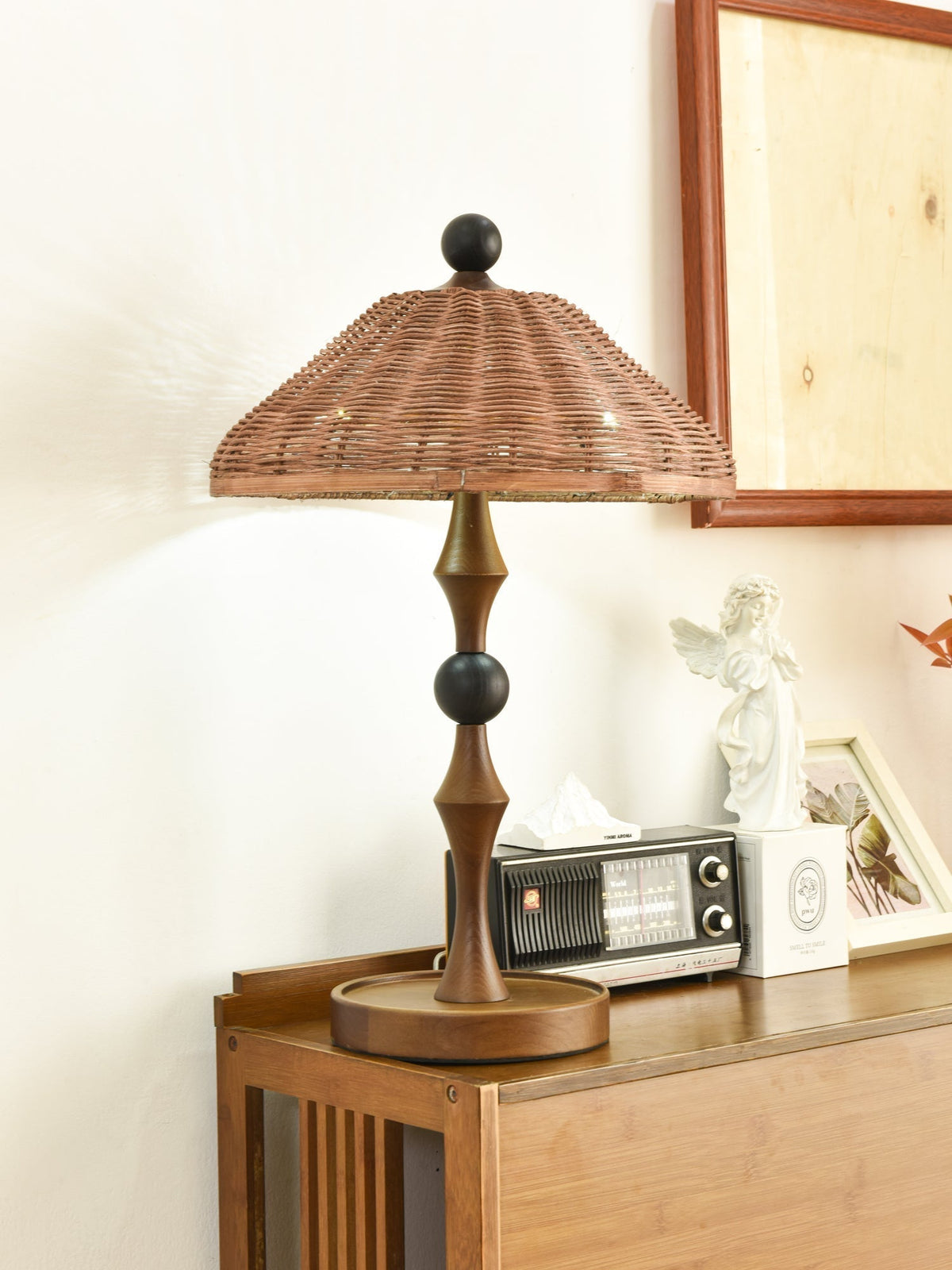 Miran Houten Rotan Vintage tafellamp