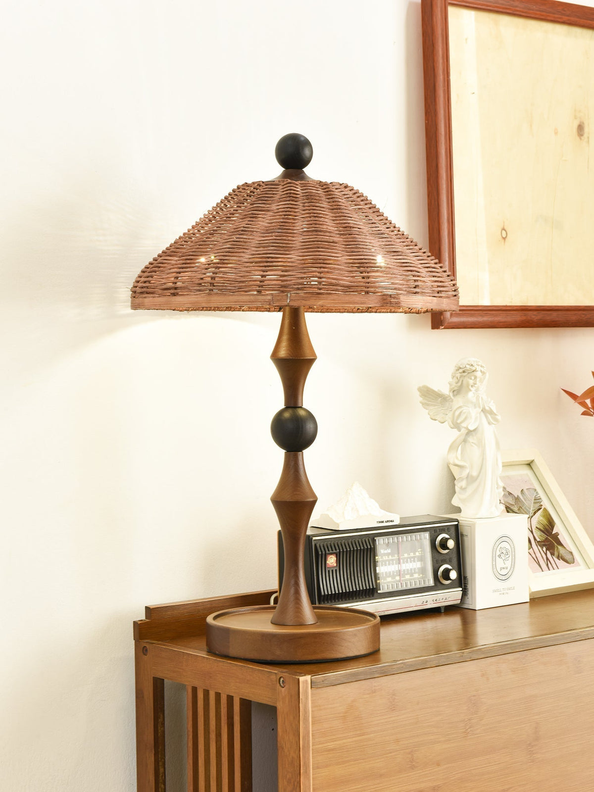 Miran Houten Rotan Vintage tafellamp