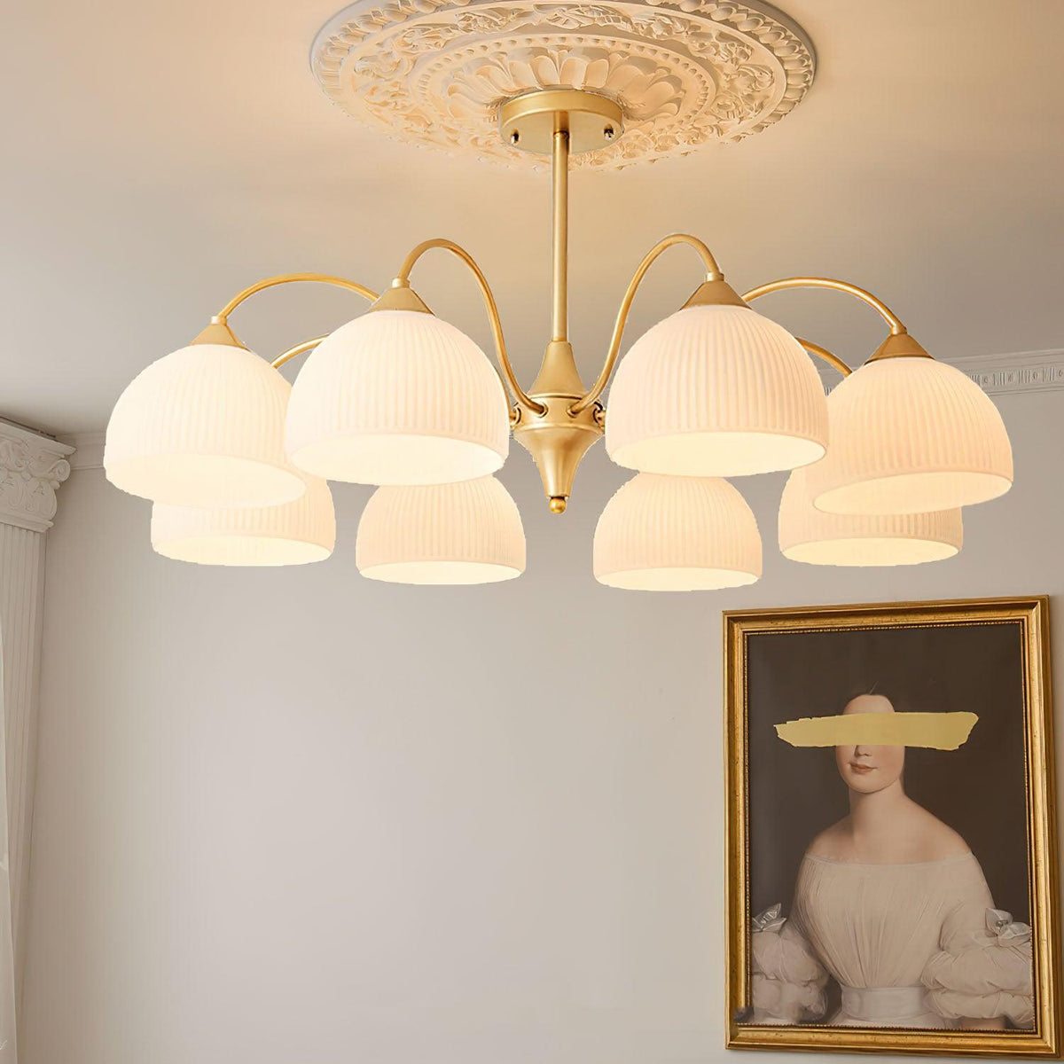 Zaren Kroonluchter met gestreepte glazen schalen