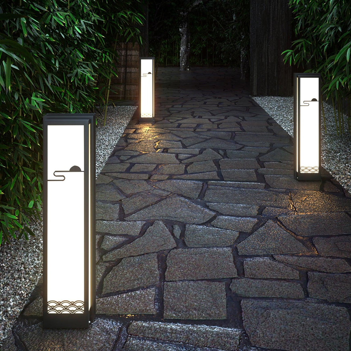 Rivenena buitenverlichting rechthoekig zonsondergangpatroon minimalistisch voor tuin