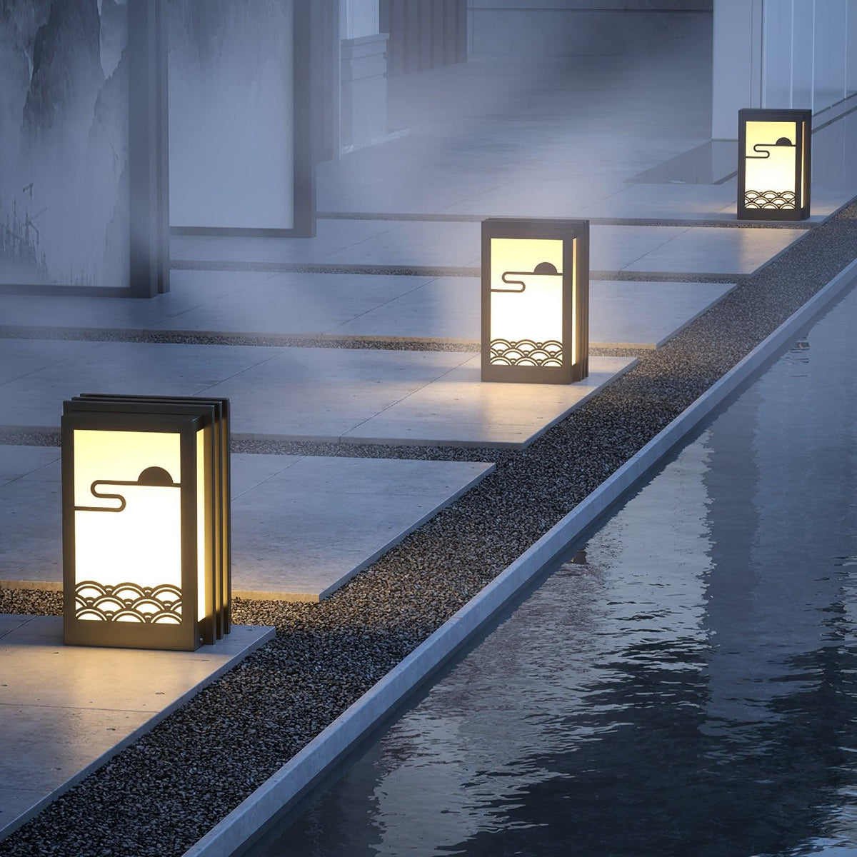 Rivenena buitenverlichting rechthoekig zonsondergangpatroon minimalistisch voor tuin