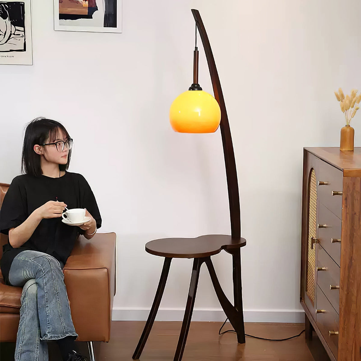 Natura Houten vloerlamp